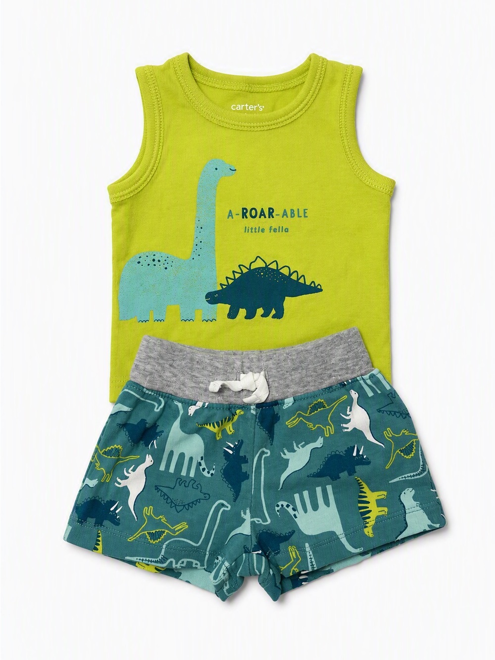 5/15$ Carter's Lime A-ROAR-ABLE Dinosaur Muscle Tank Body & Shorts Set 3M